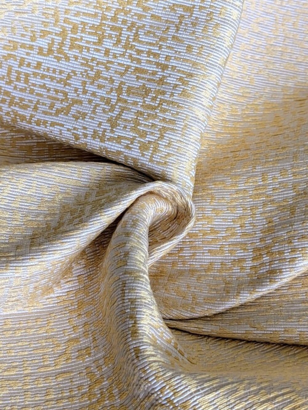 GOLDEN YELLOW BEIGE DRAPERY FURNITURE UPHOLSTERY FABRIC PIECE 72" L 54" W #2